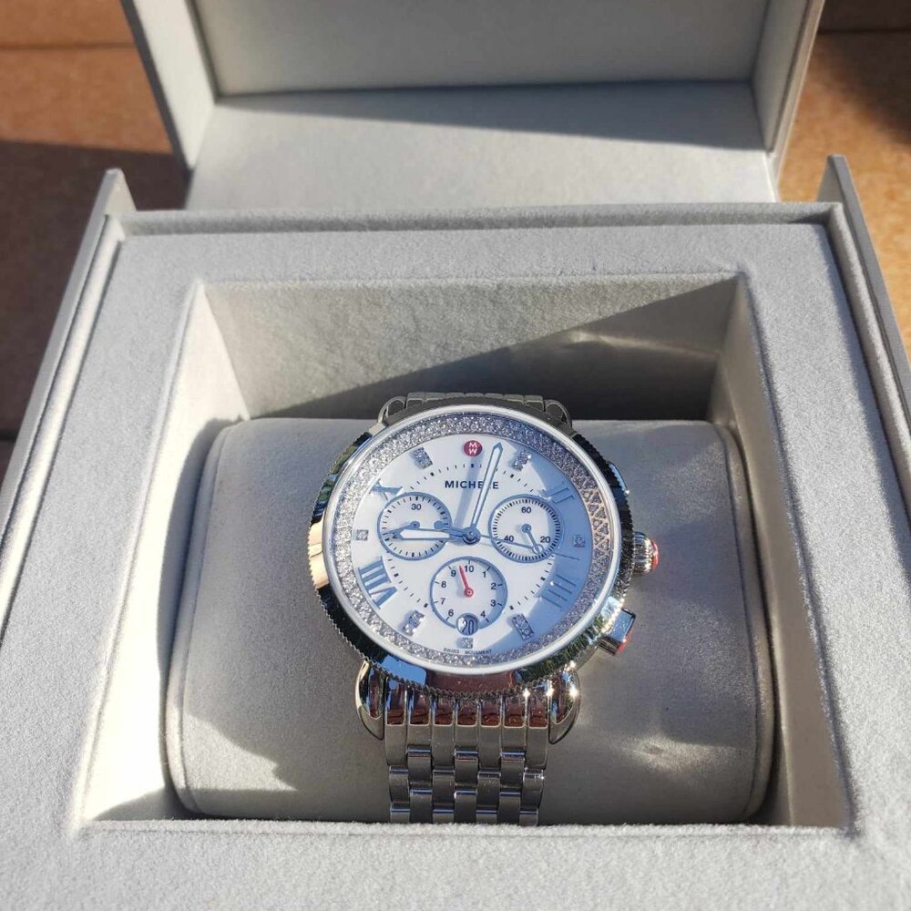***SOLD***  Beautiful LIKE NEW Michele Sport Sail Diamond Watch***